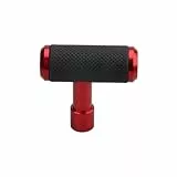 XJJJWL Schaltknauf PU Leder Schaltknauf Joystick T-Griff Hammer Fit Für at MT Auto Shifter Hebel Griff Aluminium Legierung Zubehör Auto Getriebekopf(01-red)