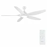 Newday Deckenventilator mit Beleuchtung und Fernbedienung,153CM Leise Deckenventilator mit Lampe Große, Deckenventilator Winterbetrieb Weiß mit 5 Gang-DC-Motor, 3 Farbtemperaturen, Timer