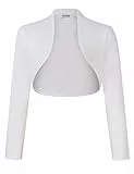 KOJOOIN Damen Bolero Kurze Strickjacke Festlich Kurz Cardigan Elegant Schulterjacke A-Weiß S（Verpackung MEHRWEG）