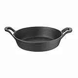 Olympia Runde Gusseisen-Ohrform, 760 ml/Größe: 18 (Durchmesser) cm, glänzend schwarz, Induktionskompatibel, antihaftbeschichtet, wenn gewürzt, Holzboden (GJ555) separat erhältlich, GJ554