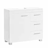 VASAGLE Waschbeckenunterschrank, Badezimmerschrank, 3 große Schubladen, 30 x 70 x 64 cm, Badschrank, 2 Fächer hinter der Tür, Badezimmer-Unterschrank mit Füßen, wolkenweiß BBK503W10