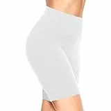 TNNZEET Radlerhose Damen Hohe Taille Kurze Sporthose Leggings Blickdicht Sommer Shorts Yoga Hose für Gym Sport (Weiß,L-XL)