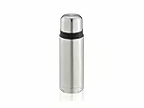 Leifheit Coco 0,5 L Isolierflasche Edelstahl, 100% dicht, Thermosflasche mit doppelwandigem Edelstahl-Isolierkörper, tropffreies Ausgießen mit einer Hand, schlag- und stoßfeste Trinkflasche, silber