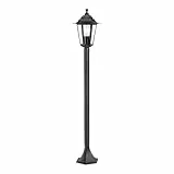 EGLO Außen-Stehlampe Laterna 4, 1 flammige Außenleuchte, Stehleuchte aus Aluguss in Schwarz und Glas in Transparent, E27 Fassung, IP44