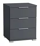 Stella Trading Universal Nachttisch in Graphit - Trendiger Nachtschrank mit drei Schubladen für Ihr Boxspringbett - 46 x 61 x 42 cm (B/H/T)