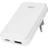 ANSMANN USB Ladegerät, Schnellladegerät USB Adapter USB C und A, flaches Netzteil mit 2 Anschlüssen, Fast Charger, Steckdosenadapter, Netzteil für iPhone 16/15/14/13/12/11 Pro Max, Samsung, Android