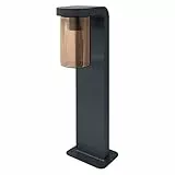 LEDVANCE LED Stehleuchte und Wegeleuchte für 1x E27 Leuchtmittel, Design Leuchte in moderner Optik, 50cm Höhe, aus Aluminium und bernsteinfarbenem Glas, ENDURA CLASSIC CASCADE 50CM Post E27 CLR