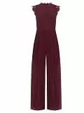 APART Fashion Damen Spitze Jumpsuit, ärmelloses Einteiler, weiterbeiniges Abendoutfit, hochgeschlossenes formelles Outfit, taillierter Gürtel, Chiffon Playsuit, bodenlanges Sommerpartykleid