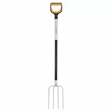 Fiskars Spatengabel für harte, steinige Böden, Mit 4 Zinken, Länge: 120 cm, Qualitätsstahl-Zinken/Glasfaserverstärkter Kunststoff-Stiel, Schwarz/Orange, Xact, 1070716