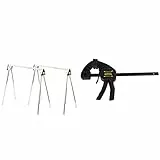 Stanley STST81337-1 Unterstellbock-Paar aus Metall Höhe 736mm belastbar bis 340 kg, Silber & FatMax Einhandzwinge Medium FMHT0-83232