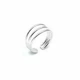 Silverly 925 Sterling Silber Ring Damen | Midi-Zehenring für den Kleinen Finger | Polierter Verstellbarer Dreifachring | Geschenke für Teenager-Mädchen | Silberne Zehenringe für Damen