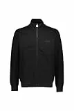 Ellesse Tracktop Leonardo Full Zip für Herren, 100% Baumwolle, gesticktes Logo Ton in Ton, Reg-Passform, Casual Urban, Schwarz , L