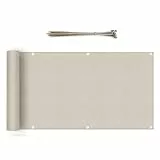Sekey Balkon Sichtschutz Balkonabdeckung HDPE 220 g/m², 75x300cm, Leicht Transparent Wind- und UV-Schutz Wetterfest, mit Ösen, Nylon Kabelbinder, Taupe