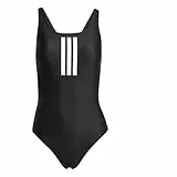 Adidas Damen 3 Stripes V-Back Swimsuit, Black/White, 38