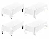 Showgeous 4 Stück Tischdecke Weiß Tischdecken 153×320cm Rechteckige Tischdecke Polyestergewebe Waschbare Tischtuch für Restaurant Buffetpartys Camping