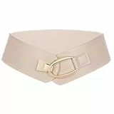 LEACOOLKEY Damen breiter elastischer Gürtel dicker Vintage Stretchy Taillengürtel mit Goldschnalle für Kleider