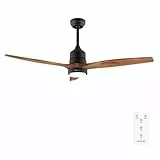 Cecotec Deckenventilator mit Licht EnergySilence Aero 5275 DarkWood, 40W, 52' DC Motor, Fernbedienung, LED-Licht, Timer, Winter-Sommer-Modus, Höhenverstellbar, Effizient, Vielseitig