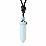 XIANNVXI Kette Damen Herren Opal Kristalle Anhänger Sechseckiger Punkt Anhänger Ketten Heilung Kristall Natürliche Edelsteine Verstellbares Seil Reiki Schmuck Halskette