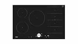 NEFF T68FTV4L0, N 90, Induktionskochfeld, autarkes Glaskeramik-Kochfeld 80 cm breit, Twist Pad, Flex Induction, Home Connect, Smart Hood Automatic, Rahmenlos aufliegend, Schwarz