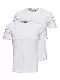 Only & Sons Herren ONSBASIC Slim O-Neck 2-Pack, White/2WHITE, L