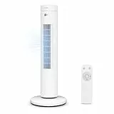 aeco AirX SPIN Turmventilator mit Fernbedienung, 76 cm Höhe, 60° oszillierender Ventilator mit Timerfunktion (7H), 3 Geschwindigkeiten, Power-Off-Funktion, leise für Schlafzimmer und Büro, Weiß