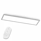 EGLO LED Büro-Deckenleuchte Bottazzo, Deckenlampe flach 100x25 cm, Lampe Decke Wohnzimmer, Panel dimmbar per Fernbedienung, Küchenlampe warmweiß – kaltweiß, Silber