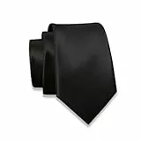 Massi Morino Krawatte schwarz schmal für Herren - 6 cm - Tie Schlips uni einfarbig I Trauer Kravatte für Beerdigung