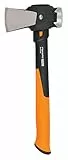 Fiskars Pro Bauaxt IsoCore S zum Spalten von Stammstücken oder zum Eintreiben von Keilen, Länge: 36 cm, Gewicht: 730 g, Inkl. Holster, Schwarz/Orange, 1062936