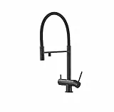 Pure Water Küchenspüle Wasserhahn Deck Mount 360 ° Ausziehen Ausgabeleinreinigung kalte Heißwassermischer HAP Easy Installation (schwarz) Beauty Comes