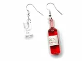 Miniblings Weinglas Weinflasche Ohrringe - Handmade Modeschmuck I Wein Flasche Glas Kelch rot - Ohrhänger Ohrschmuck versilbert