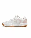 Wilson Courtglide Damen-Tennisschuhe, Ideale Passform, Luftiger Komfort, Zuverlässiger Grip, Stoßdämpfung, Farbe: Weiß/Cameo Rose / Gum1a, Größe: 5.5
