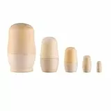 Russische Matroschka-Puppen,5 PCS Russische Holzpuppen Unbemalte Russische Puppen Matroschka-Puppen Handgefertigt in Russland Matroschka Rohling Holz Babushka Puppe