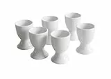 Provance 6er Set Eierbecher aus Porzellan in weiß im schlichten Design passend für alle Küchen Frühstückstisch Eierhalter Eierständer Maße: 7cm Höhe und 4,6 cm Breite