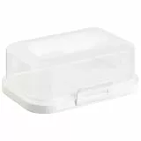 1x Hochwertige Stapelbare Butterdose mit Verschluss, Plastik-box-dose, Perfekte Ordnung im Kühlschrank BPA-Frei Mehrzweck creme-weiß