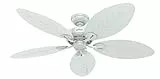 HUNTER FAN Deckenventilator Bayview 137 cm für den Innen- und Außenbereich, mit Zugkette, 5 austauschbaren Flügeln in Weiß, optimal für Sommer und Winter, Modell 24996