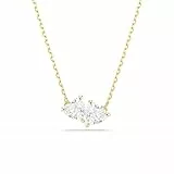 Swarovski Mesmera Halskette, Vergoldete Damenhalskette mit Kleinen Zwillingsherzen Zirkonia, Länge: 38-45 cm
