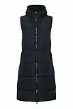 OXMO OXSolice Damen Weste Outdoor-Weste Lange Weste seitliche Reißverschlüsse mit hochabschließendem Kragen Kapuze mit Kordelzug, Farbe: Black (194007), Größe: M