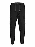 JACK & JONES Herren Cargohose JPSTKANE JJNOAH Cuffed -Relaxed Fit - S M L XL XXL, Größe:XXL, Farbvariante:Black 12242264