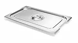HENDI Gastronorm Deckel, mit Griffausparung, für Gastronormbehälter, Temperaturbeständig von -40° bis 300°C, Heissluftöfen-Kühl- und Tiefkühlschränken-Chafing Dishes, GN 1/1, 530x325mm, Edelstahl