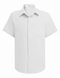 Arshiner Jungen Kurzarm Hemd Weiß Sommer Freizeit Shirt Knopfleiste Kleiderhemden Einfarbig Formale Oberteil für Kinder mit Brusttasche 140/9-10 Jahre
