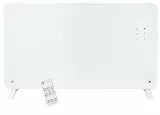 EMERIO Glaskonvektor Glasheizung Elektroheizkörper | 76,5x47cm | Fernbedienung | Elektroheizung Stand- oder Wandgerät | LED Display | Thermostat 10-35°C | 24h Timer | 2000 Watt | IP24 | GR-133080.1