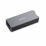 Verbatim USB-C Pro Docking Station, 15-in-1 Hub, Multiport Adapter zu HDMI 4K und 8K, USB-A und USB-C, PD 80 W, AUX, Card Reader, für Mac / Windows Laptop und Co