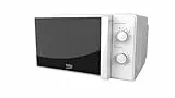 Beko MOC20100WFB Mikrowelle Solo 20 Liter, 700 W, Timer max. 30 min, 5 Stufen, Auftau- und Aufwärmfunktionen, Einstellung mit Drehknopf, Endanzeige, Drehteller mit 24,5 cm Durchmesser, Weiß