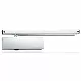 Geze Türschließer TS 3000 V silber für einflügelige Türen bis 1100 mm Flügelbreite, Komplettpaket inkl. Montageplatte und Gleitschiene- 22,6x4,6x6cm