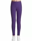 Auranso Leggings Mädchen Sport Baumwolle Kinder Hosen Lange Blickdicht 122-128 Lila