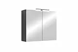 byLIVING Spiegelschrank Spree/Korpus matt anthrazit mit Spiegeltüren/Hängeschrank mit Soft-Close-Funktion/Inkl. LED-Beleuchtung/Badschrank mit Stecker- und Schalterdose/B 70, H 60, T 20 cm