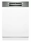 Bosch SMI4EVS08E, Serie 4, Smarter Geschirrspüler Teilintegriert 60 cm, Besteckschublade, Spülmaschine mit Programmassistent, sehr Leise, Oberkorb höhenverstellbar, Automatische Türöffnung, Edelstahl