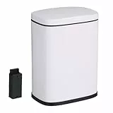 Relaxdays Kosmetikeimer Wandmontage, 3 Liter, Absenkautomatik, Inneneimer, Metall, eckiger Badezimmer Mülleimer, weiß