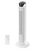 Midea FZ10-17JR(WH) Turmventilator Leise mit Fernbedienung 92CM, mobiler Lüfter,Ventilator Säulenventilator,7 Stunden Timer,3 Modi,3 Geschwindigkeiten,45W Standventilator, Weiß