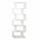 RICOO Standregal 6 Regalböden WM070-WM Raumteiler Regal weiß matt 192×70×25 cm Bücherregal Holzregal Wand Würfelregal Büroregal klein Regale & Ablagen Bookshelf Wandregal Holz